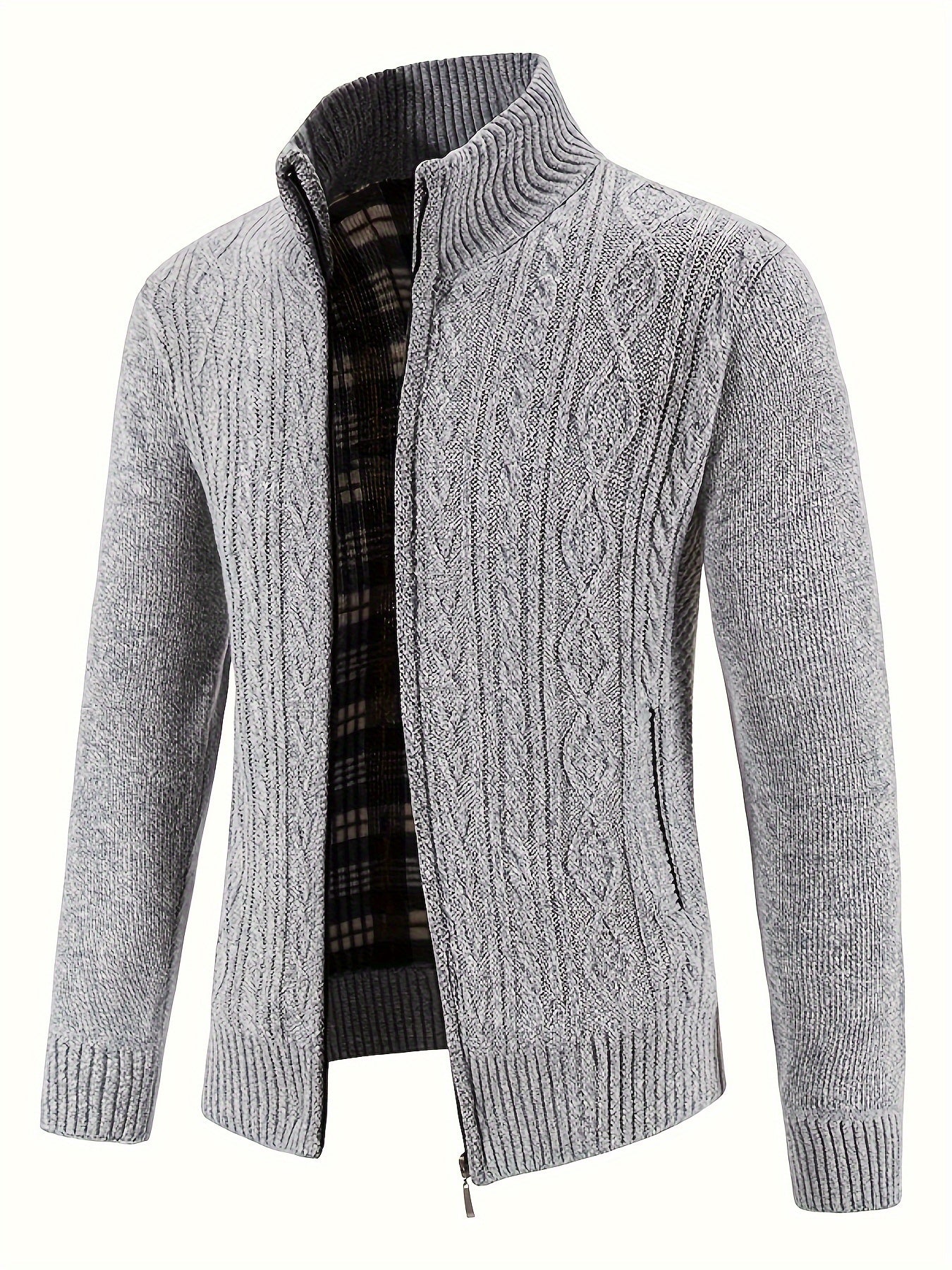Street-Wave Men's Knit Zip Cardigan With Pattern Acrylic Warmth For Everyday Style And Comfort