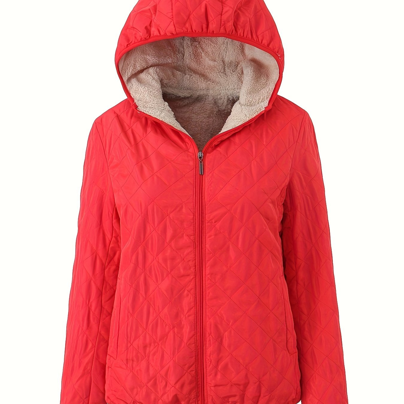 Street-wave Quilted Hooded Jacket for Women with Cozy Fleece Lining for Warmth and Everyday Chic