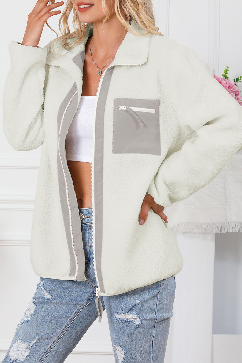 Street-Wave Cozy Fleece Zip Jacket For Everyday Comfort Warm Practical Outerwear