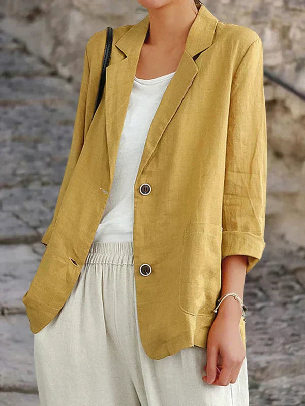 Streetwave Linen Jacket For Women Relaxed Fit Timeless Style Natural Fabric Versatile Wardrobe Essential