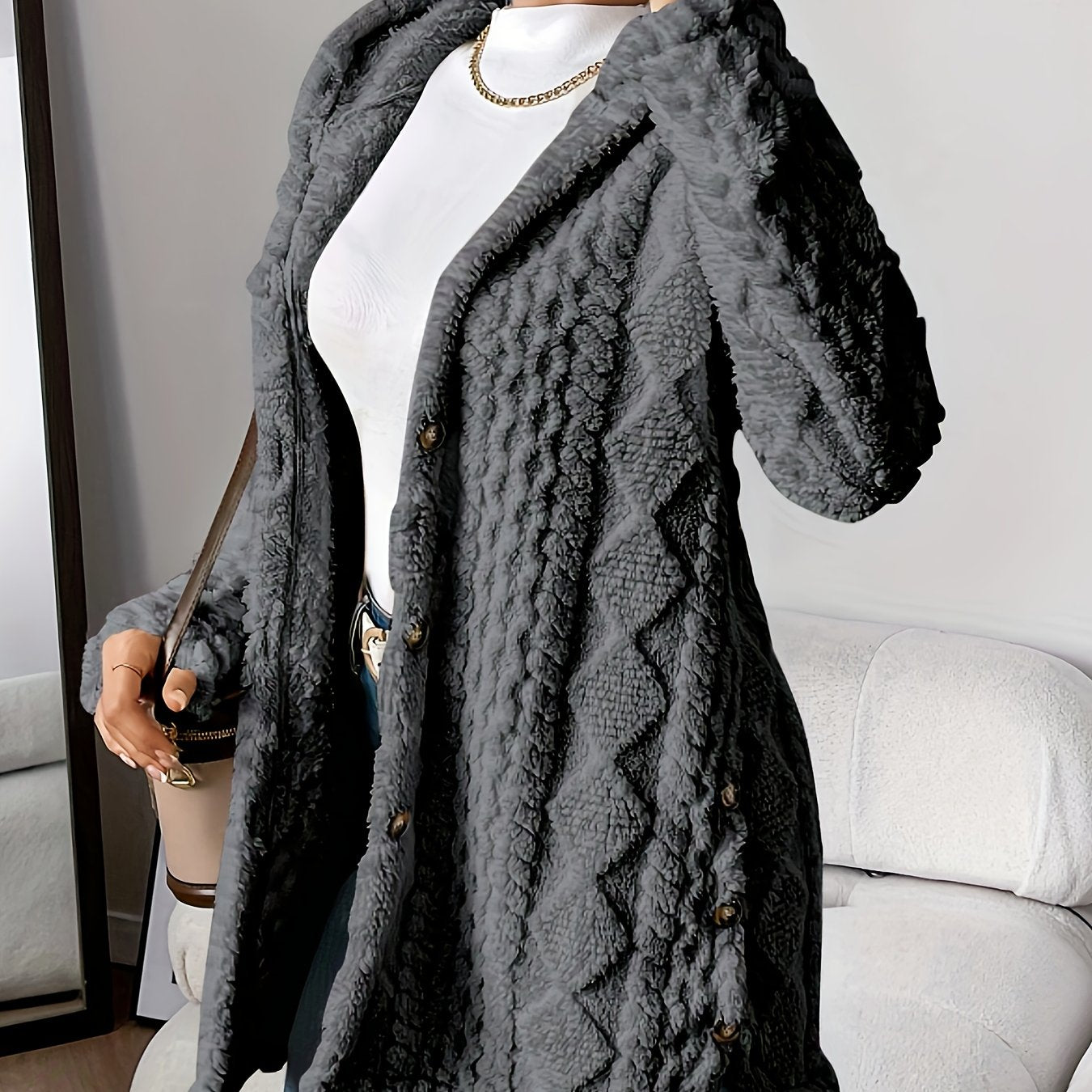 Street-Wave Long Hooded Faux Fur Coat For Women Cozy Warmth And Soft Plush Comfort