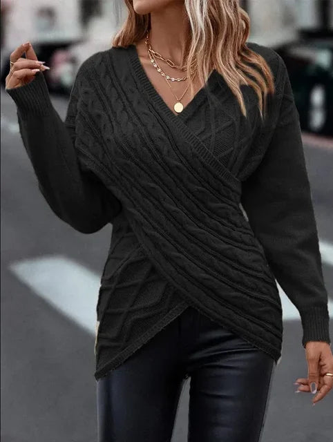 Street-wave Women's Lightweight Knit Sweater With V-Neck Flattering Fit Cotton-Modal Blend
