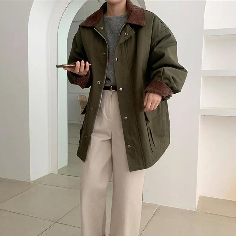 Street-Wave Berna Jacket For Women Cozy Durable Utility With Turned Collar And Large Pockets