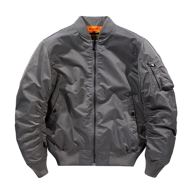Street Wave Windproof Bomber Jacket Insulated Warm Urban Winter Coat For Men With Orange Lining