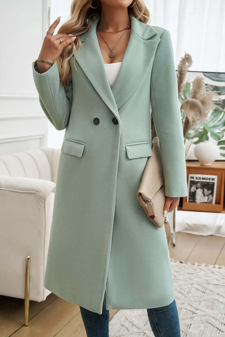 Street-wave Double Breasted Long Coat For Women Timeless Warmth Chic Versatility