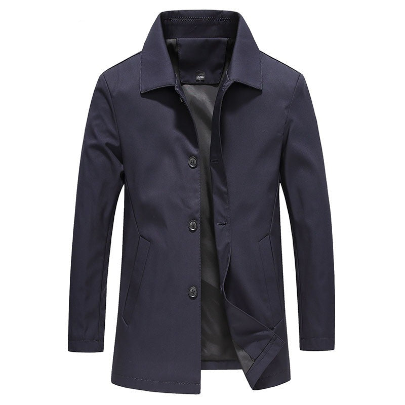 Street-Wave Nordisk Flair Men’s Trench Coat Tailored Fit Cotton Blend Button Front Classic Collar