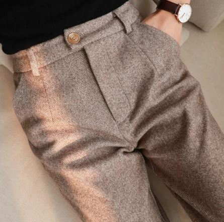 Street-wave Wool Winter Trousers For Cold Season Cozy Silhouette Flattering Fit For Women