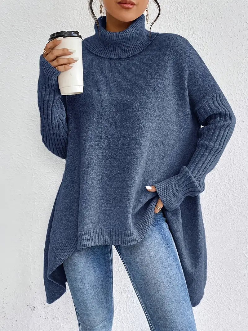 Street Wave Cozy Long Turtleneck Knit Sweater For Women With Loose Fit Warmth And Timeless Style