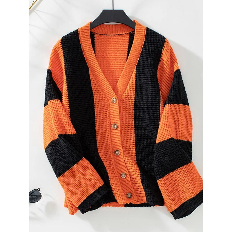 Street Wave Striped Oversized Knit Cardigan For Effortless Cozy Chic Women Everyday Layer