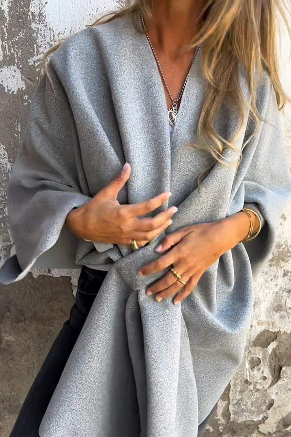 Street-wave V-Neck Shawl Cape Cardigan For Women, Soft Polyester, Effortless Chic Layering