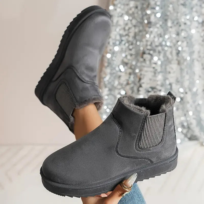 Women's Short Boots with Solid Color and Versatile Style