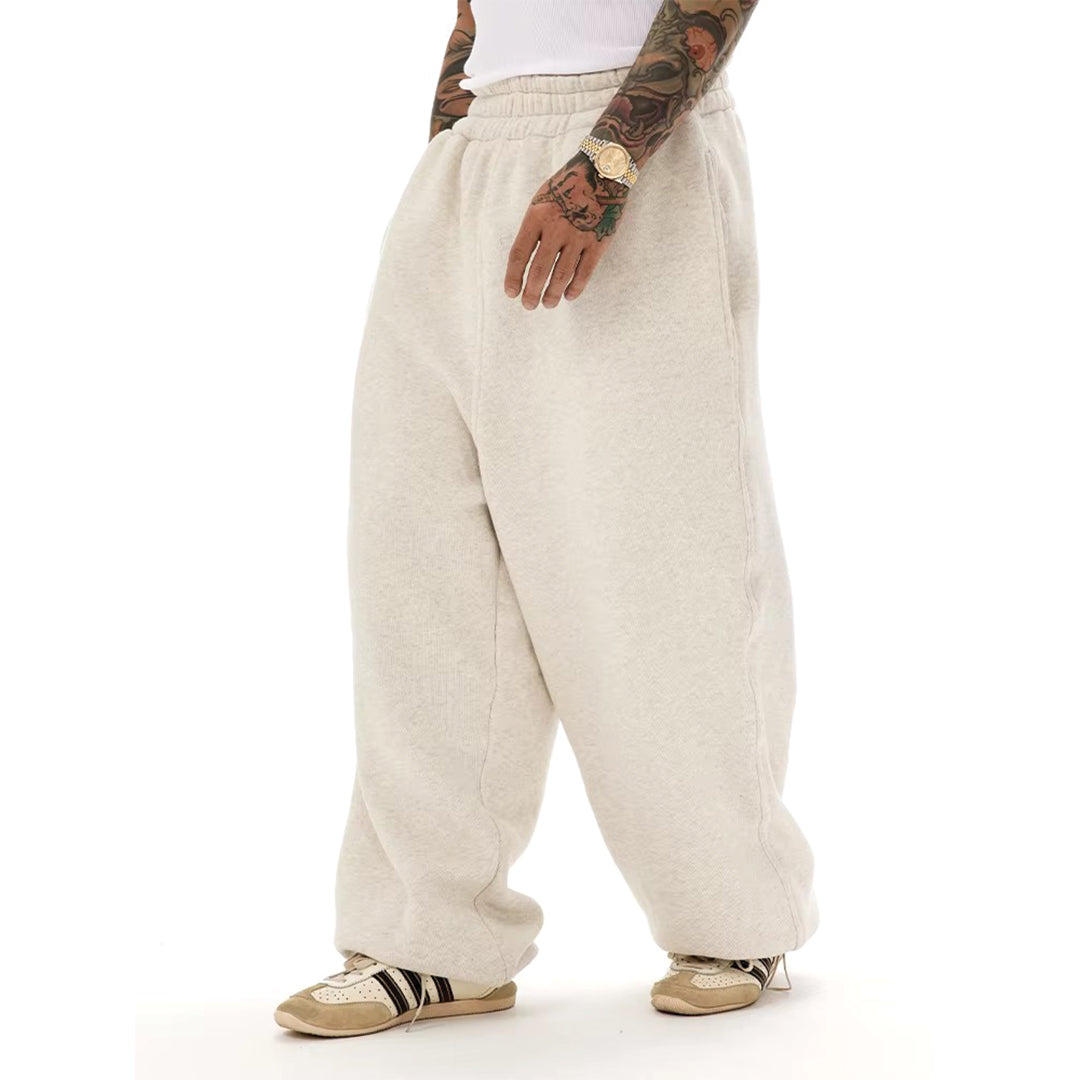 Street-Wave Knit Soft Baggy Sweatpant - Premium Cotton, Oversized Wide Leg, Elastic Waistband