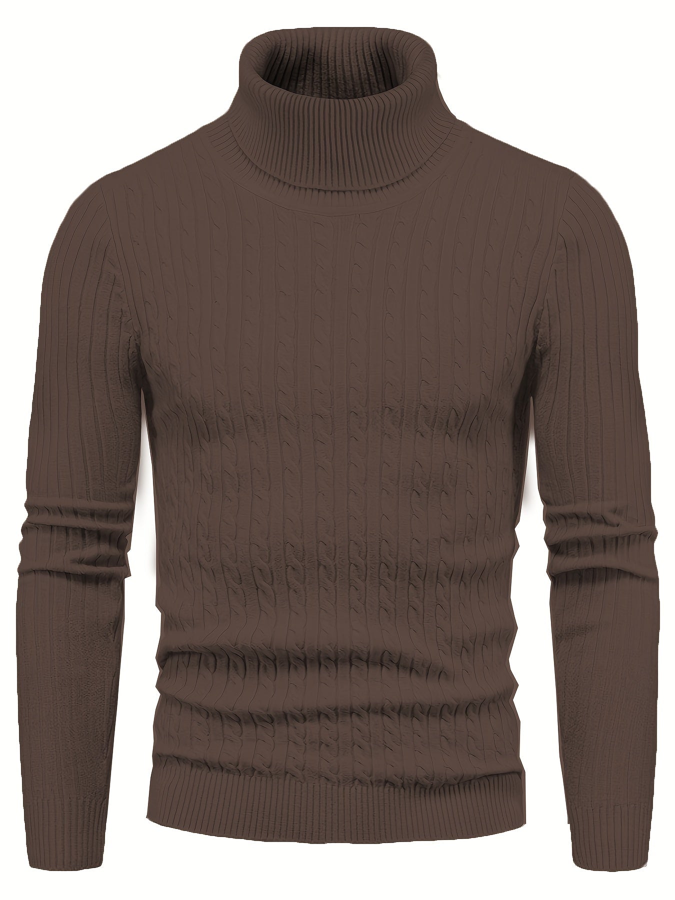 Street-Wave Cable Knit Rollneck Sweater For Men Soft Warm Winter Essential Cozy Everyday