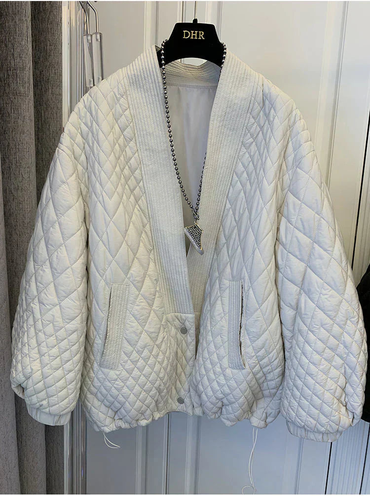 Street-Wave Quilted Cotton Puffer Jacket - Warm Retro Outerwear For Urban Style Seekers