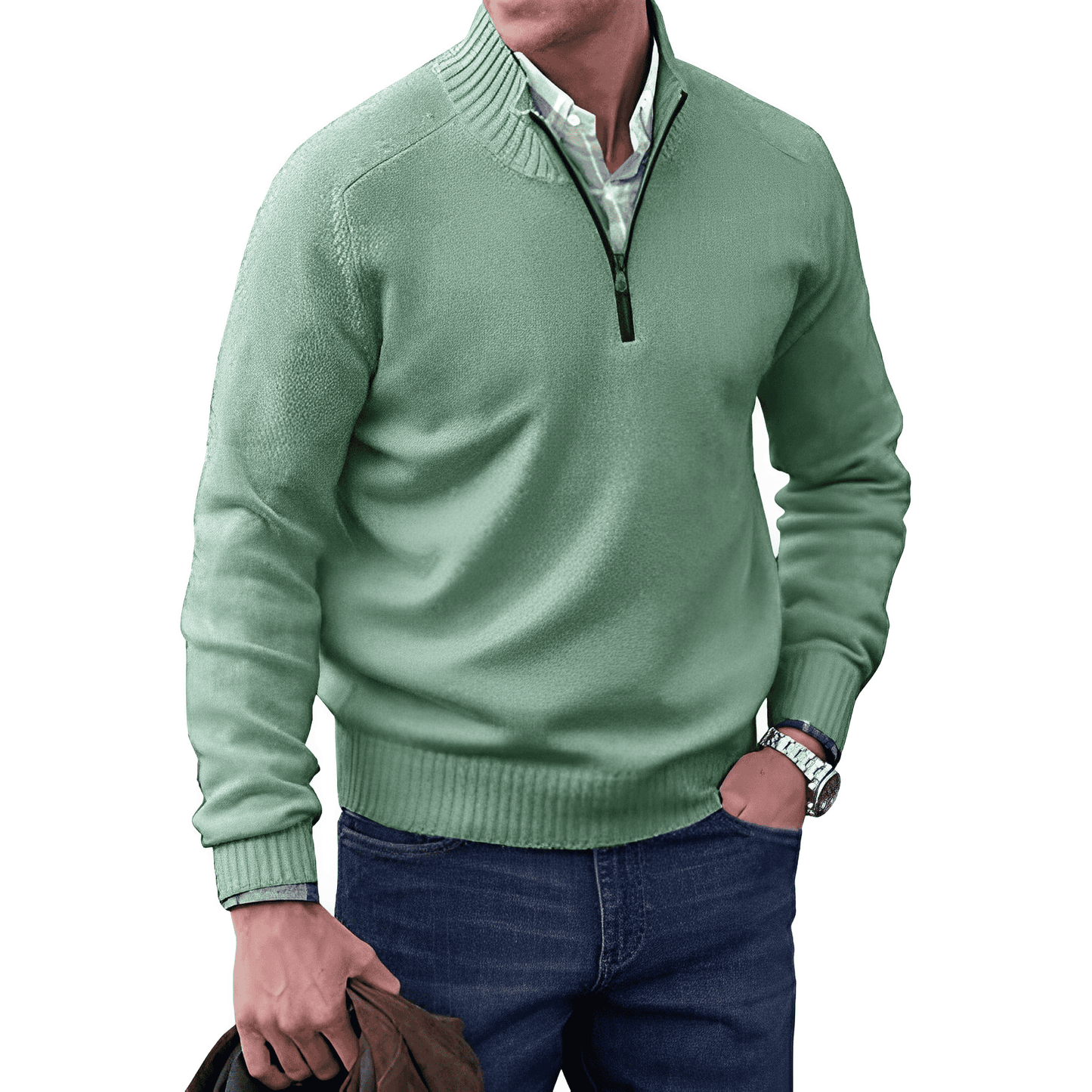 Street Wave Classic Men's Half Zip Cotton Pullover For Warm Comfort Everyday Wear