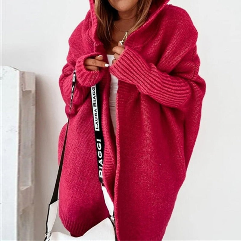 Street Wave Women Knitted Cardigan Hooded Oversized Cozy