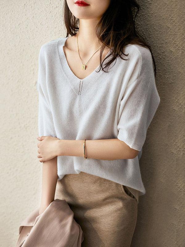 Street-Wave Cashmere V-Neck Sweater For Women Ultra Soft Warmth And Luxury Knit Cozy Everyday Essential