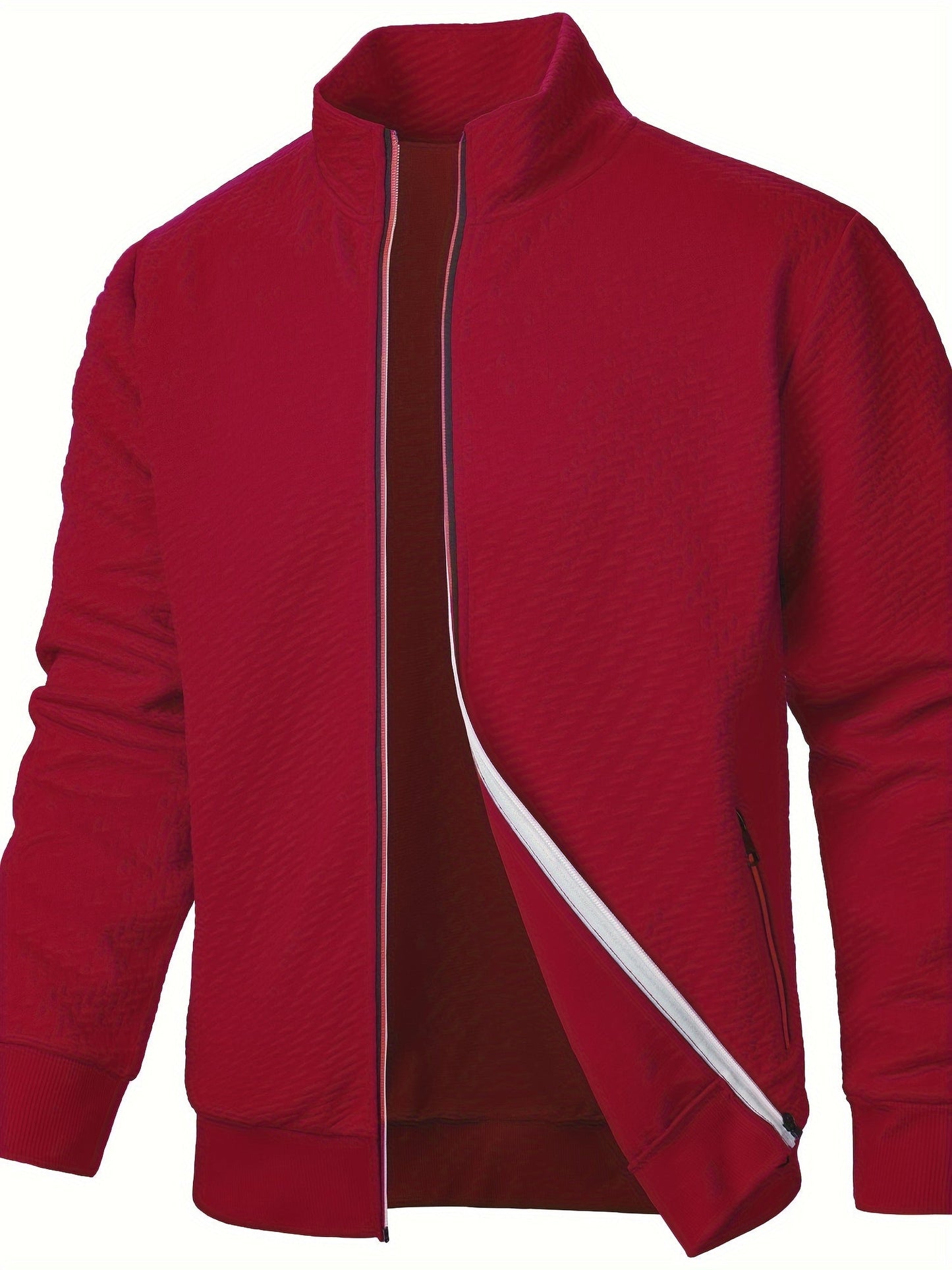Street-wave Lightweight Textured Jacket For Men Polyester Comfort And Style Everyday Essential