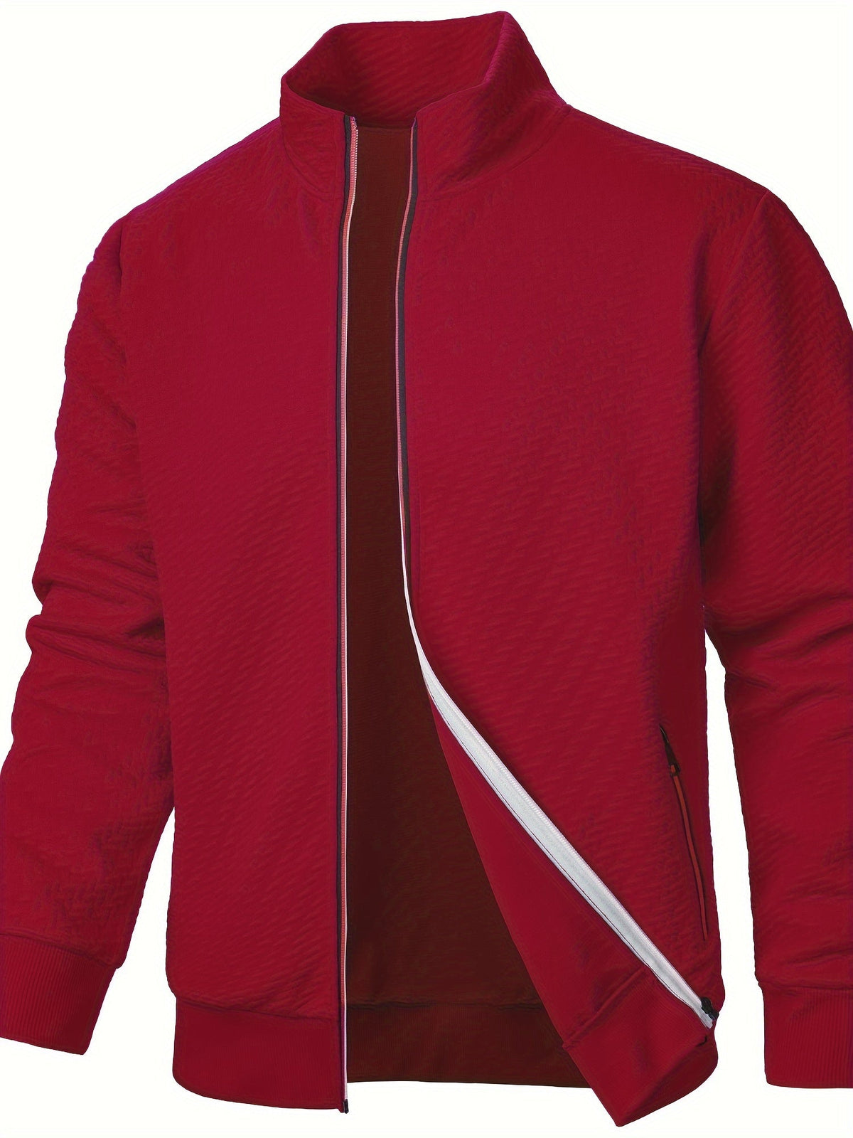 Street-wave Lightweight Textured Jacket For Men Polyester Comfort And Style Everyday Essential