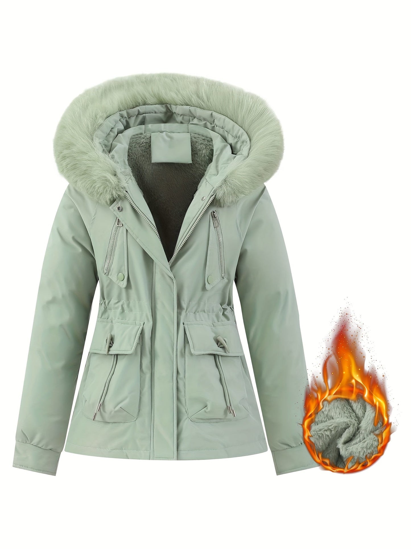 Street Wave Womens Winter Coat With Detachable Faux Fur Hood Windproof Warmth And Style