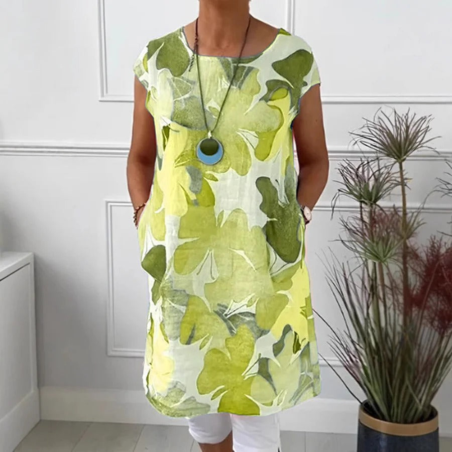 Women's Summer Dress with Lightweight Fabric and Sleeveless Design