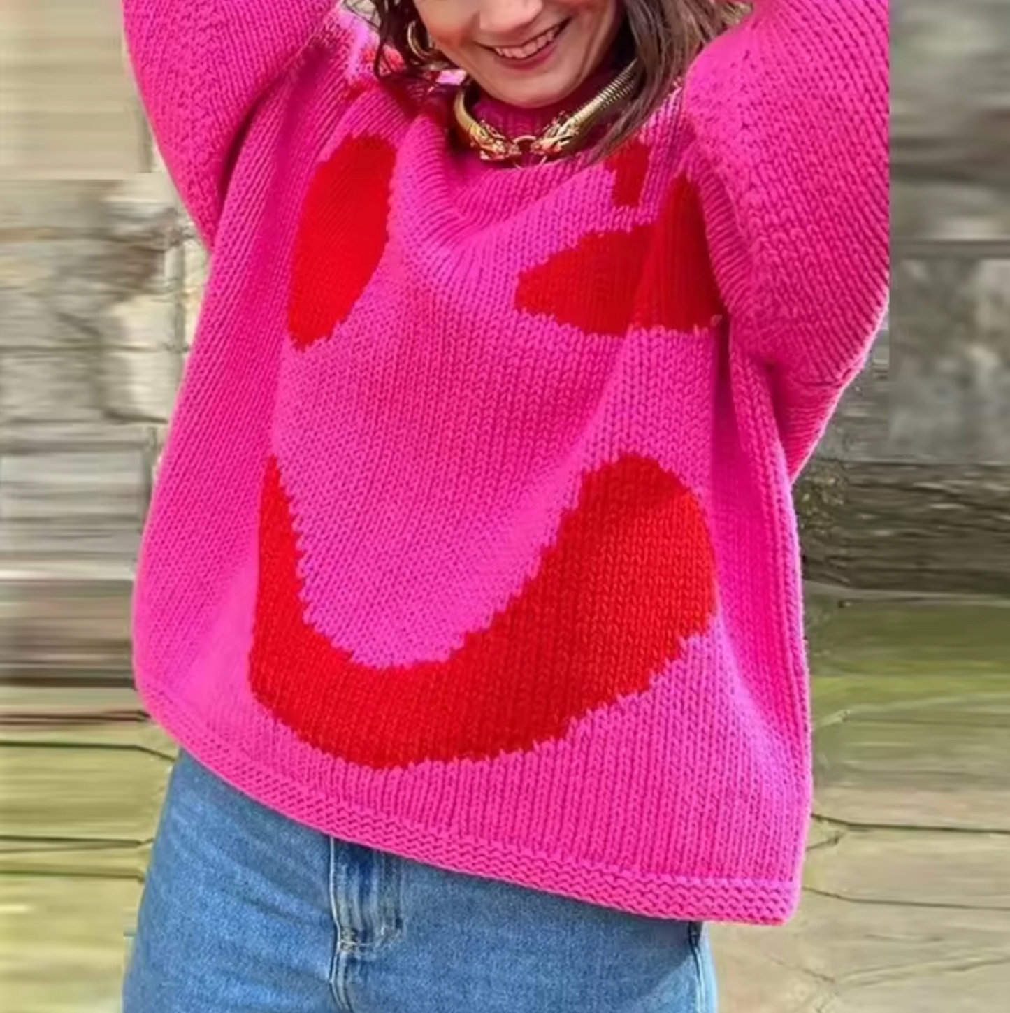 Street-Wave Oversized Cotton Knit Sweater For Women Comfort