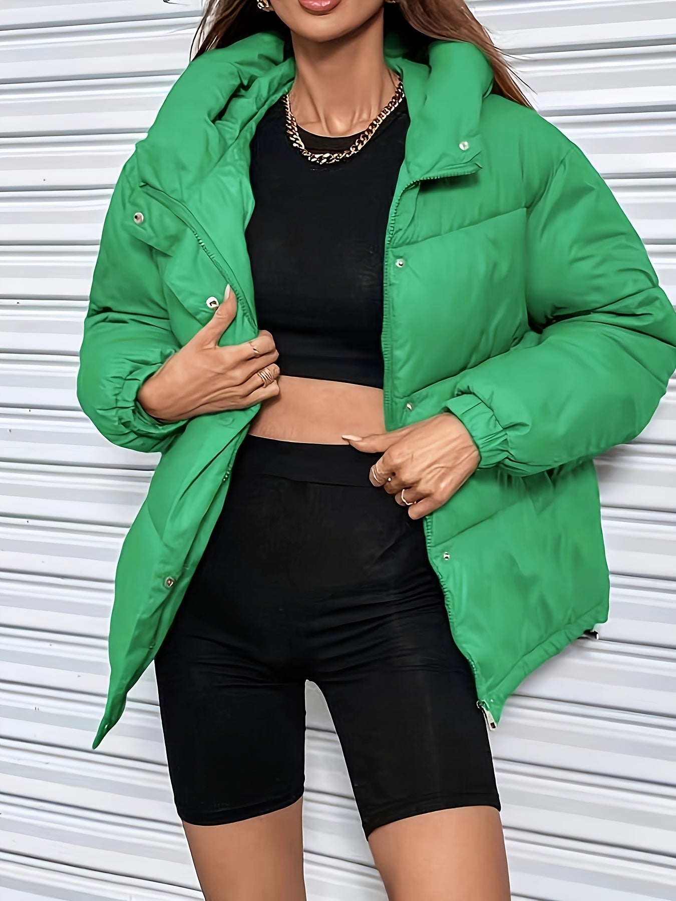 Street-wave Women Puffer Jacket - Lightweight Quilted Warmth, High Collar, Zip Front