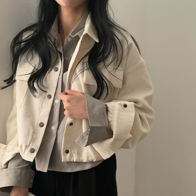 Street-wave Cropped Corduroy Jacket For Women Trendy Versatile Fall Winter Essential