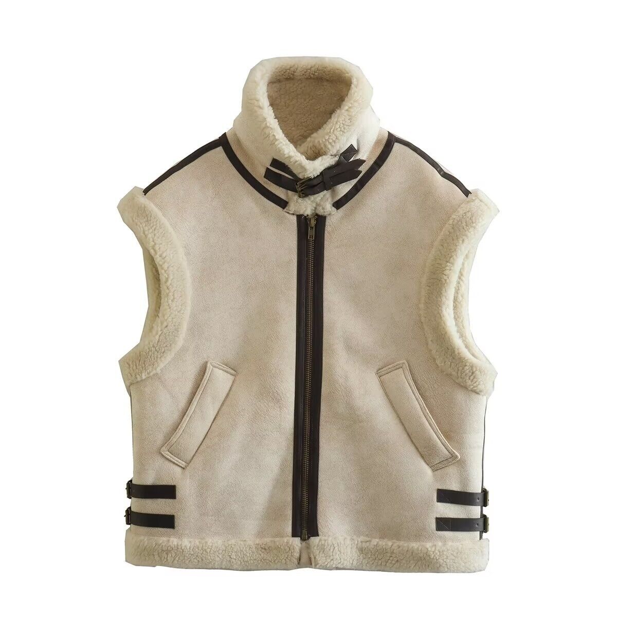 Street-wave Leather Shearling Vest For Men Warmth And Comfort Streetwear Ready Iconic