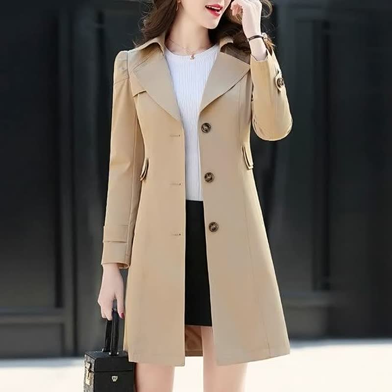 Street Wave Womens Trench Coat Classic Button Down Long