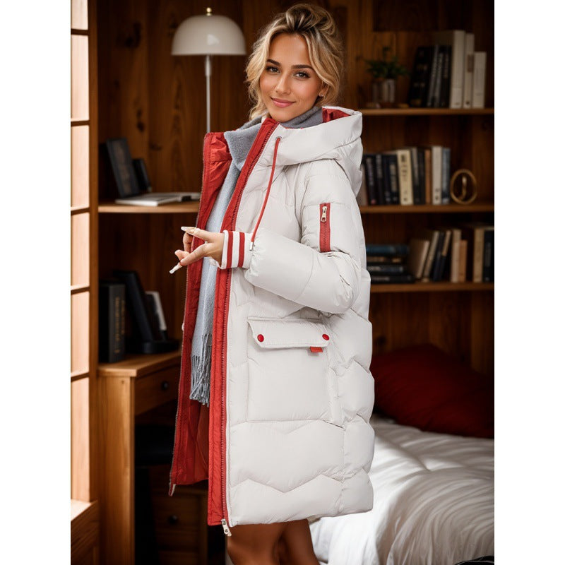 Street-wave Women Puffer Hoodie With Warm Insulation And Cozy Quilted Design For Winter