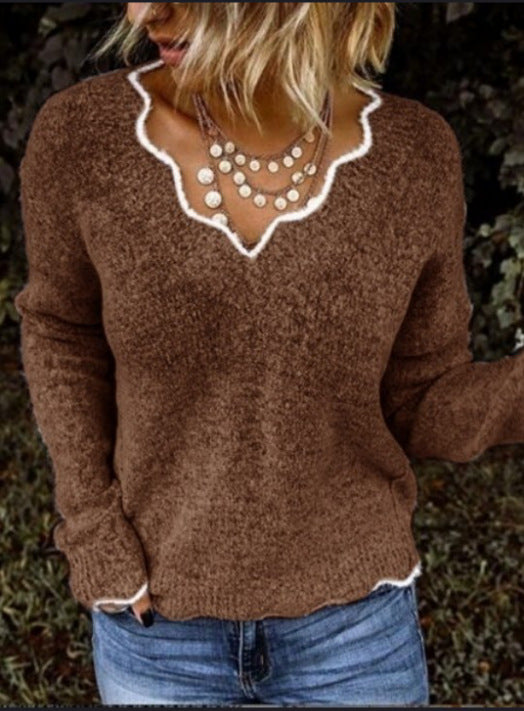 Streetwave Womens V Neck Cozy Sweater Relaxed Fit Soft Knit For Fall Winter For Women