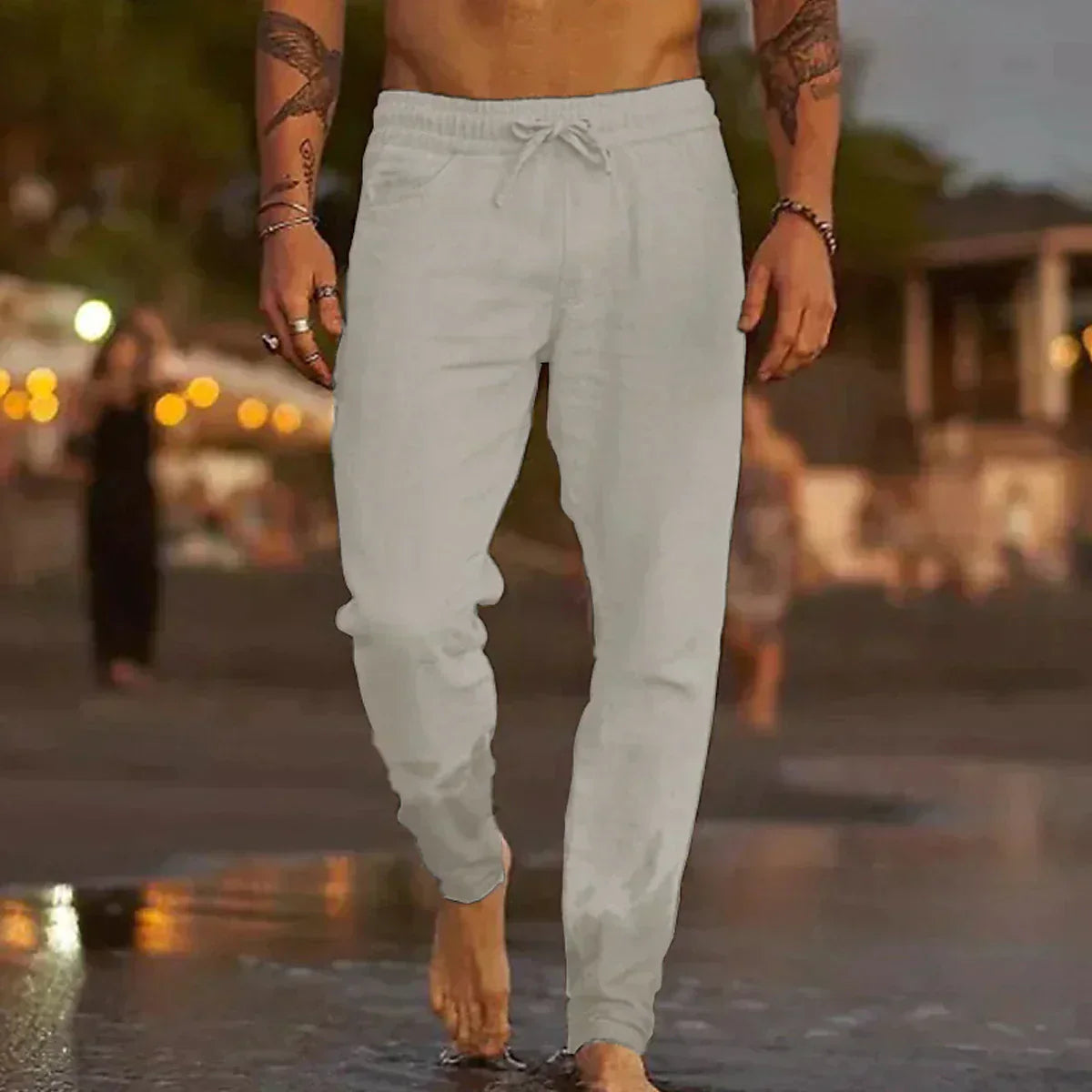 Street Wave Summer Comfort Pants For Men Breathable Lightweight Jersey Trousers With Relaxed Fit