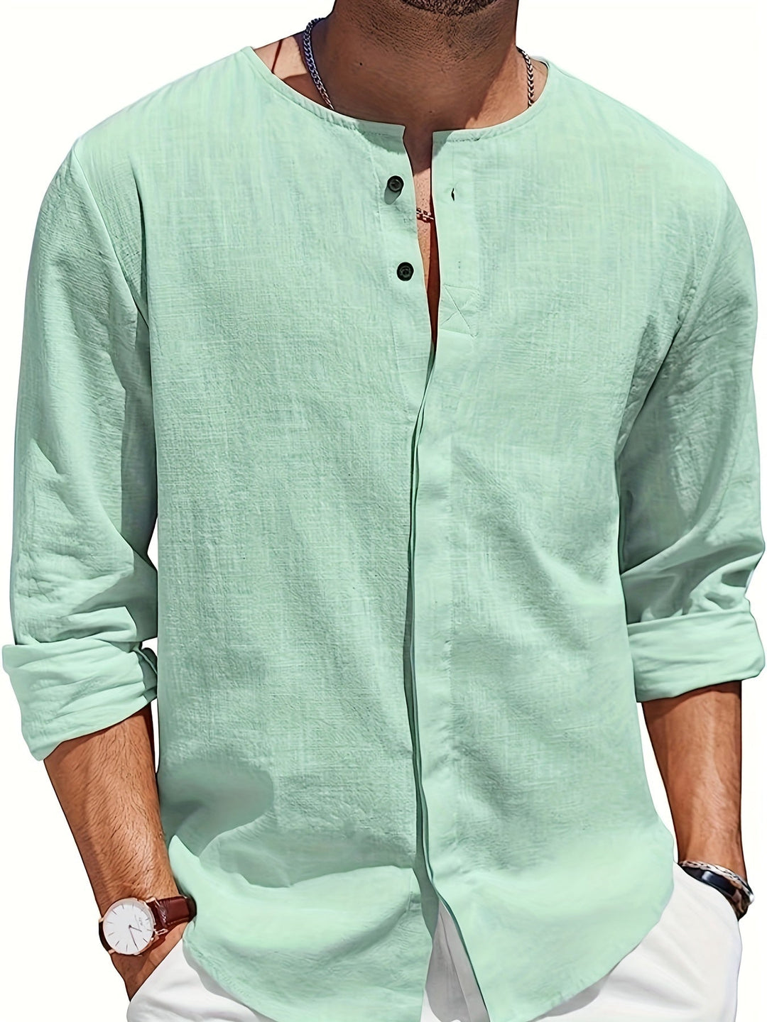 Street Wave Linen Long Sleeve Shirt Mariusz For Men Breathable Loose Fit All Occasions