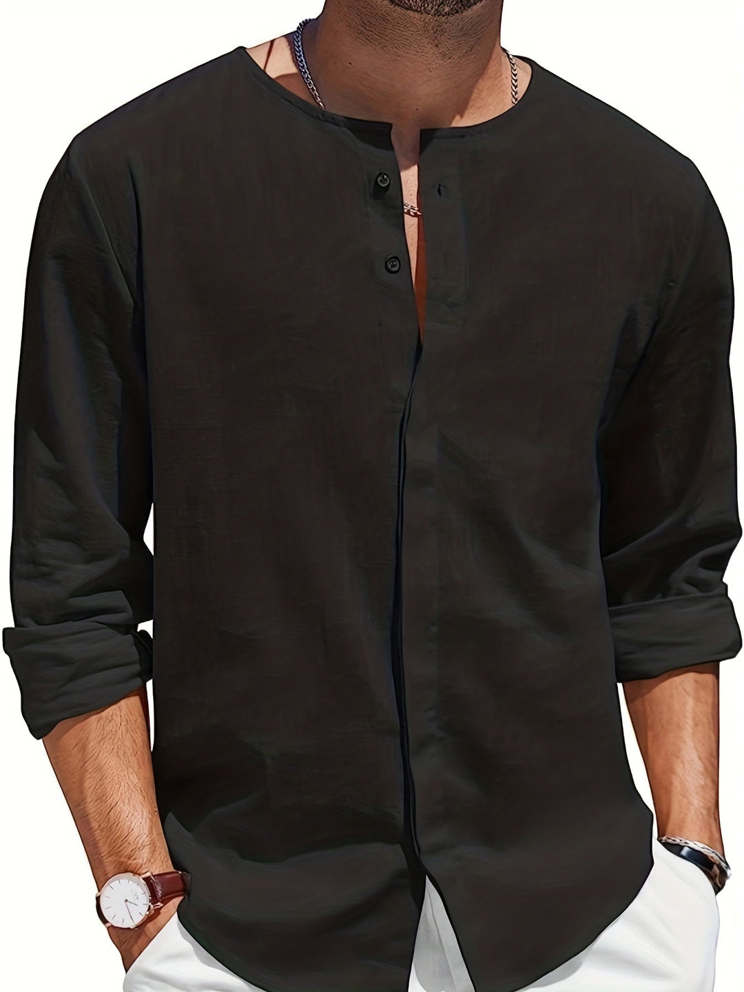 Street Wave Linen Long Sleeve Shirt Mariusz For Men Breathable Loose Fit All Occasions