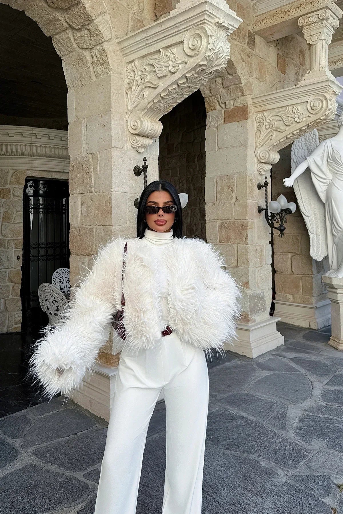 Street-wave White Faux Fur Coat For Women - Luxurious Warmth, Modern Glamour, Premium Style