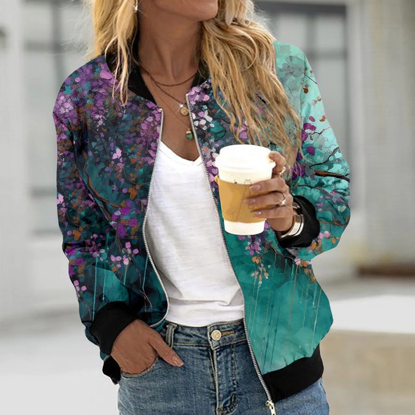 Street Wave Vintage Floral Bomber Jacket Women Chic Design With Perfect Fit And Comfort