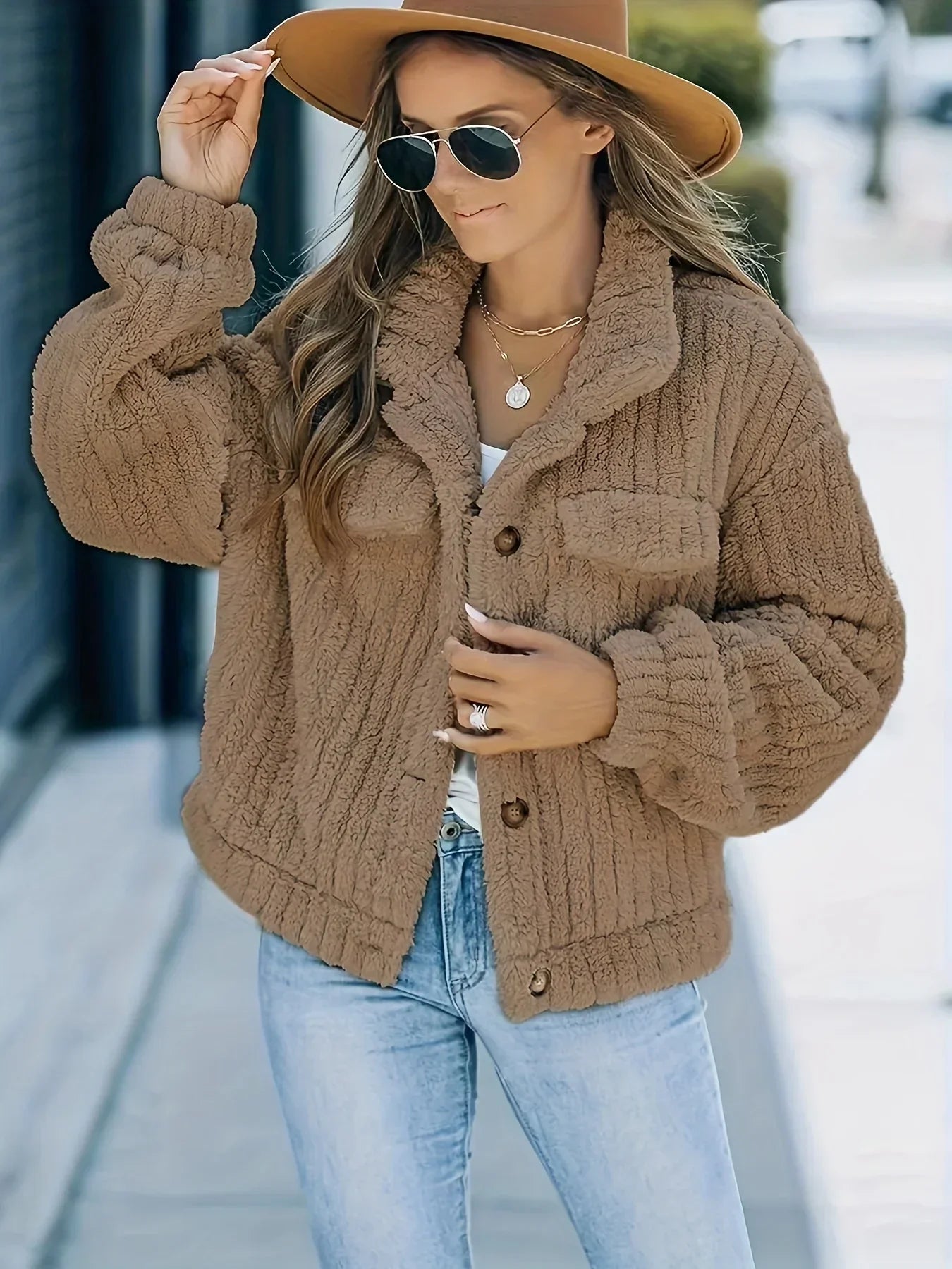 Street Wave Trucker Jacket With Faux Fur For Women Warm Cozy Fashionable Outerwear