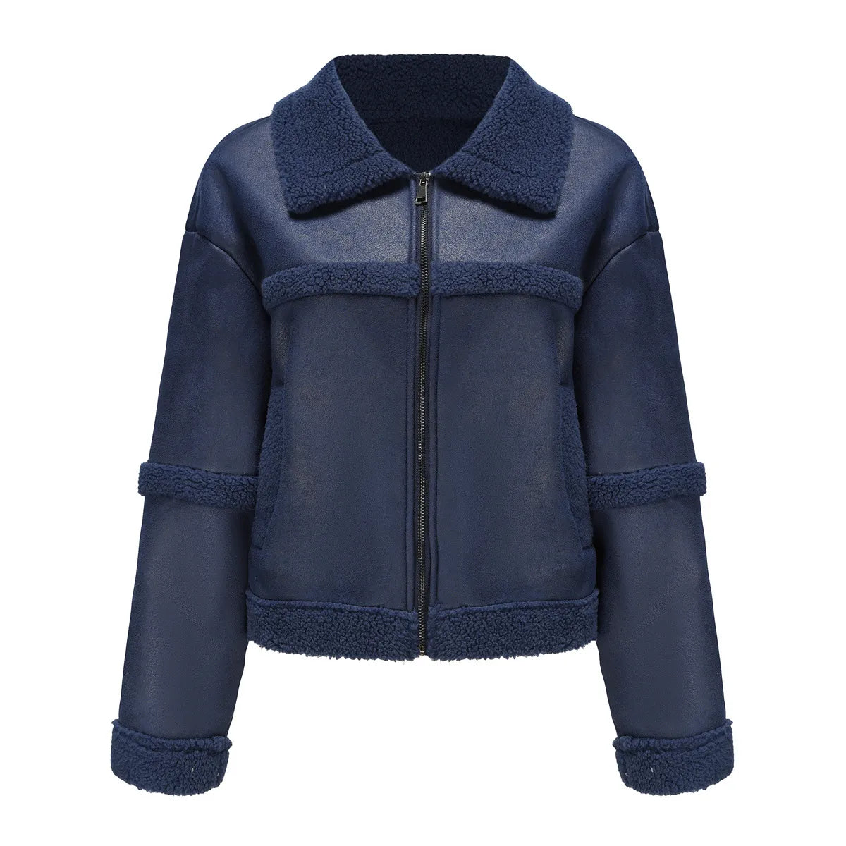 Street-wave Fleece Jacket For Women Warm And Trendy Shearling-Lined Outerwear For Everyday Style And Cozy Comfort