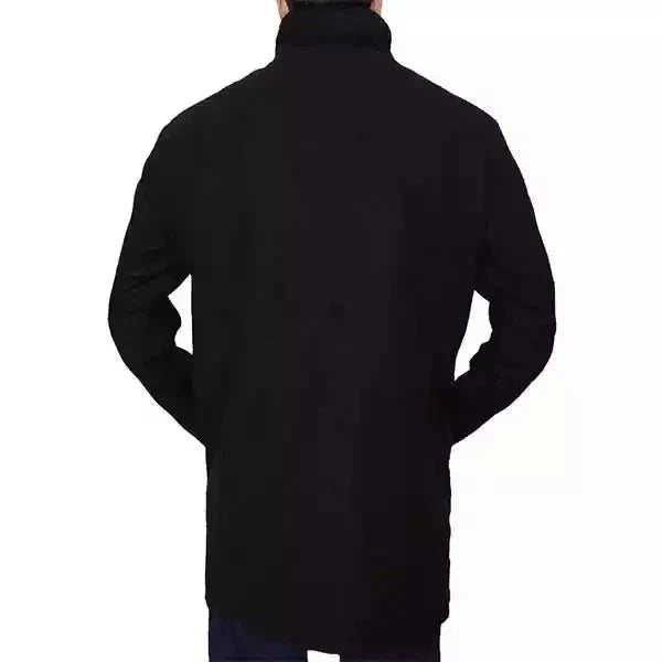 Howard High Neck Black Wool Coat For Men By Street-Wave Stand Collar Button Front Winter Outerwear
