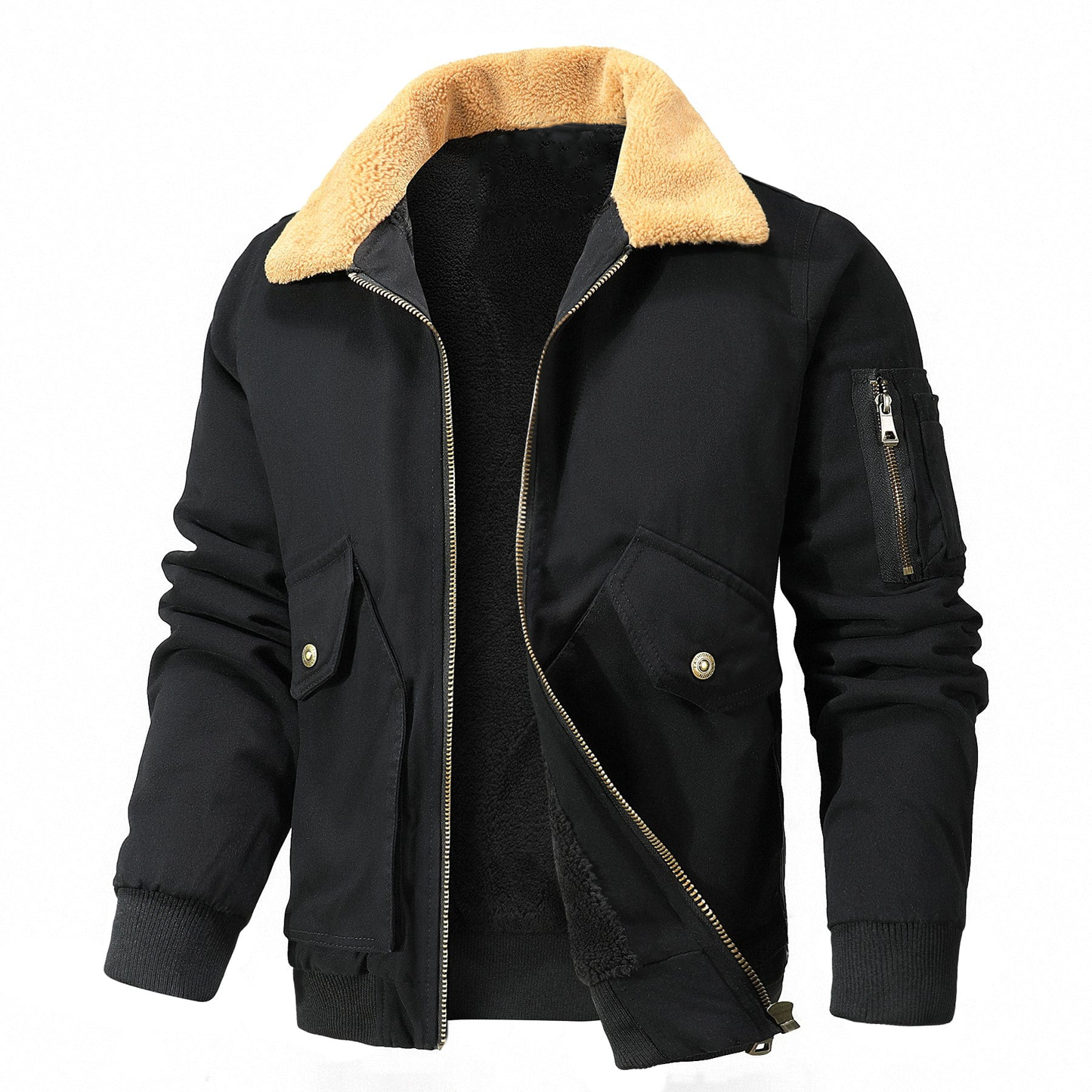 Street-Wave Vesper Modern Sherpa Jacket For Men Water-Repellent Ultra Cozy Fleece-Lined Bomber