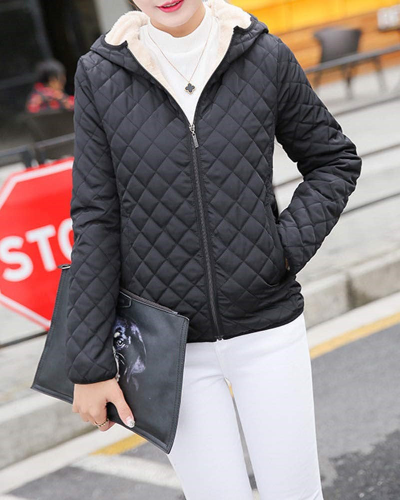 Street Wave Quilted Winter Coat For Women Warm Cozy Insulated With Faux Fur Lining