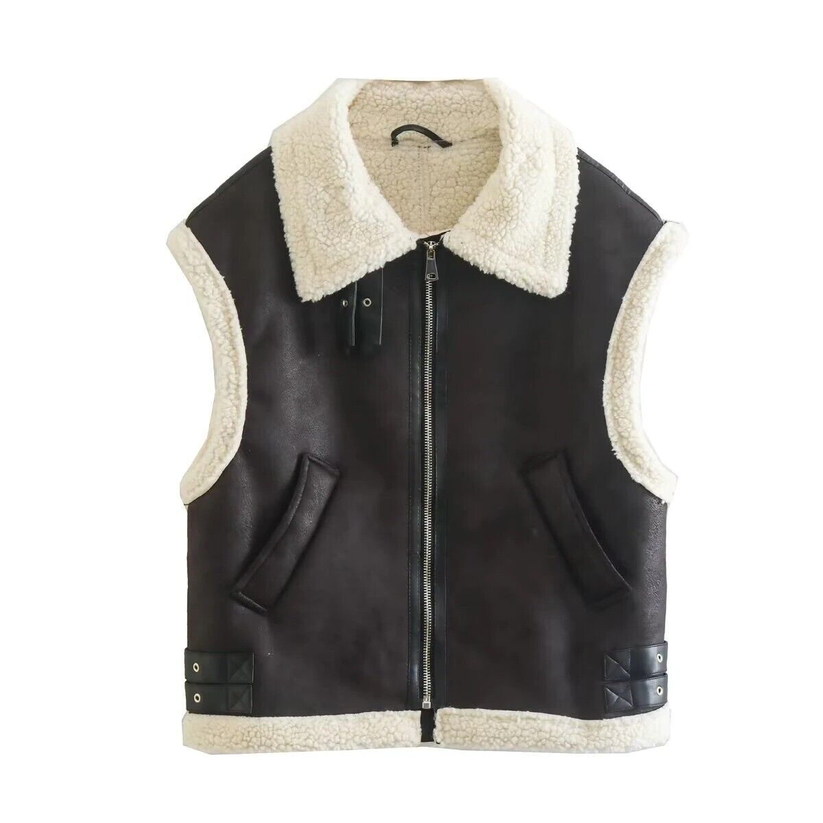 Street-wave Leather Shearling Vest For Men Warmth And Comfort Streetwear Ready Iconic
