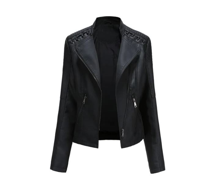 Street-wave Lambskin Leather Jacket For Fall Women Vintage Inspired Office Ready Hidden Zipper
