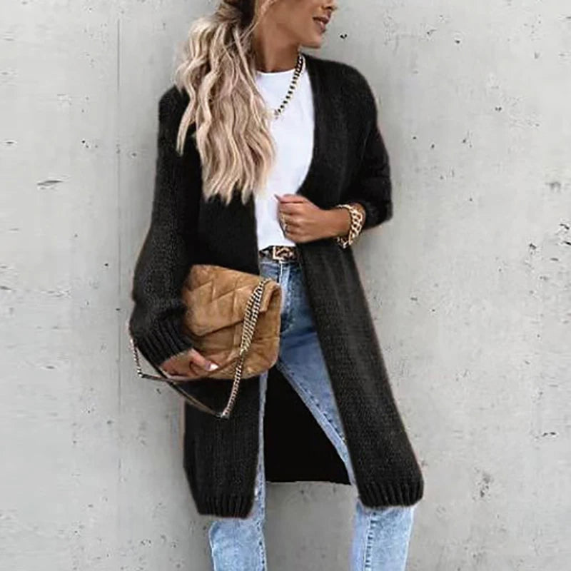 Street-Wave Cashmere Cardigan For Women Mid Length Luxurious Soft Warmth And Elegant Layering