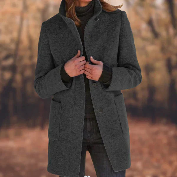Streetwave Womens Buttoned Wool Coat Elegant Cozy Outerwear For Style Savvy Winter