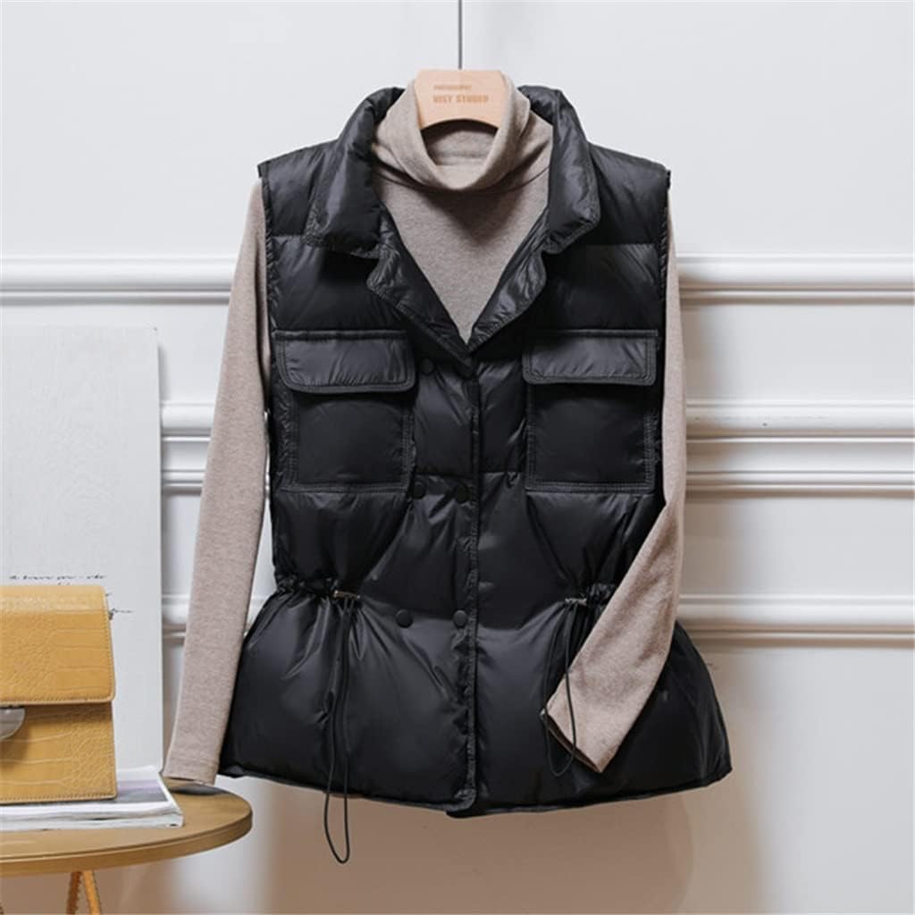 Street Wave Ultra Lightweight Puffer Vest For Women With Front Pockets And Drawstring Waist For Warmth