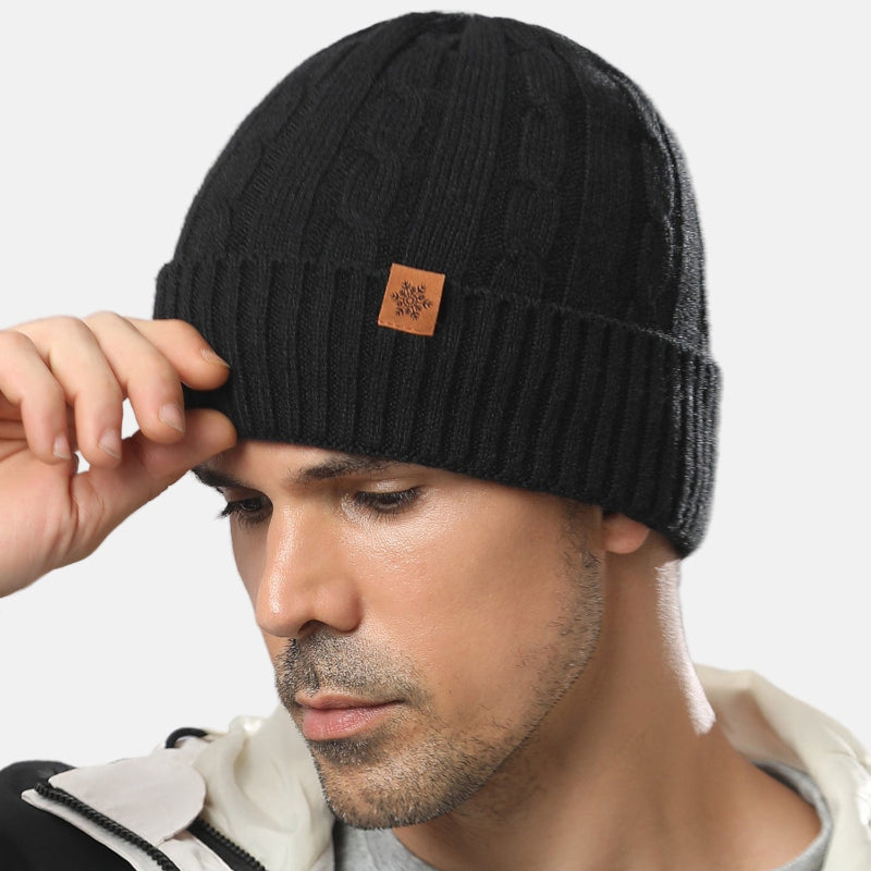 Street-Wave Mens Beanie Hat Thick Knit Warm Ribbed Winter Skullcap Navy