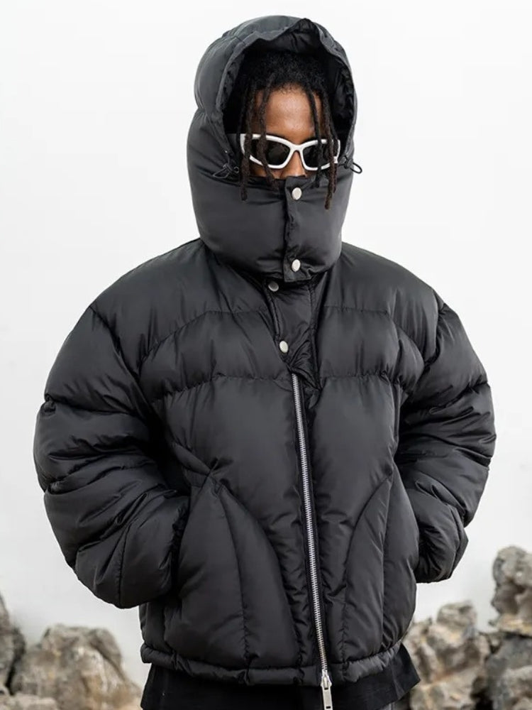 Street-Wave Insulated Puffer Jacket For Men With Hooded Design Extended Length And Windproof Warmth