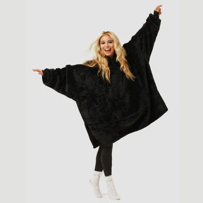 Street Wave Blanket Hoodie Oversized Plush Pullover For Unisex Lounge Wear And Cozy Winter Warmth